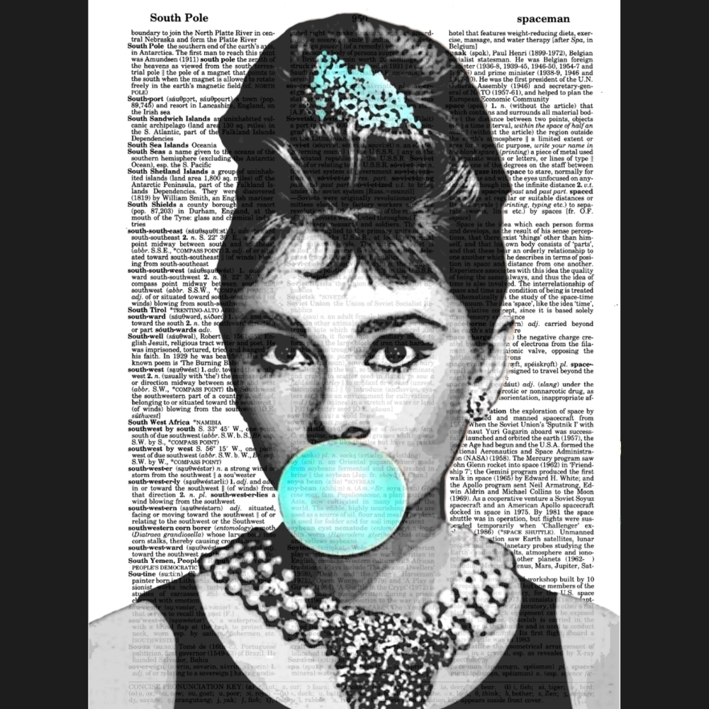 Audrey Hepburn Bubblegum Dictionary Art Print - Picture 1 of 4